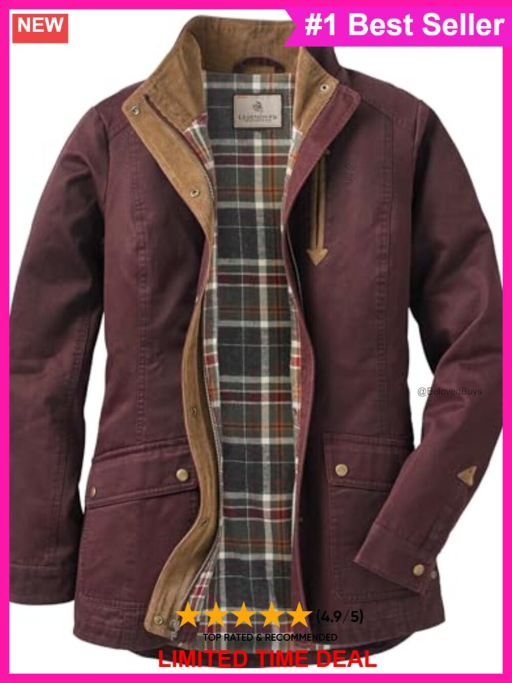 Waxed Cotton Flannel Lined Shirt Jacket Long Sleeve Zip Snap Cargo Pockets